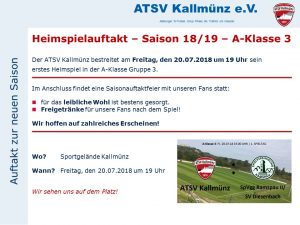 Saisonauftakt ATSV Kallmünz 18/19 @ Martin-Würdinger-Gedächtnisanlage